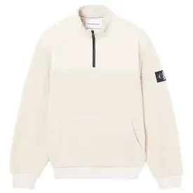 Calvin Klein Badge Sherpa Half Zip Fleece - Eggshell