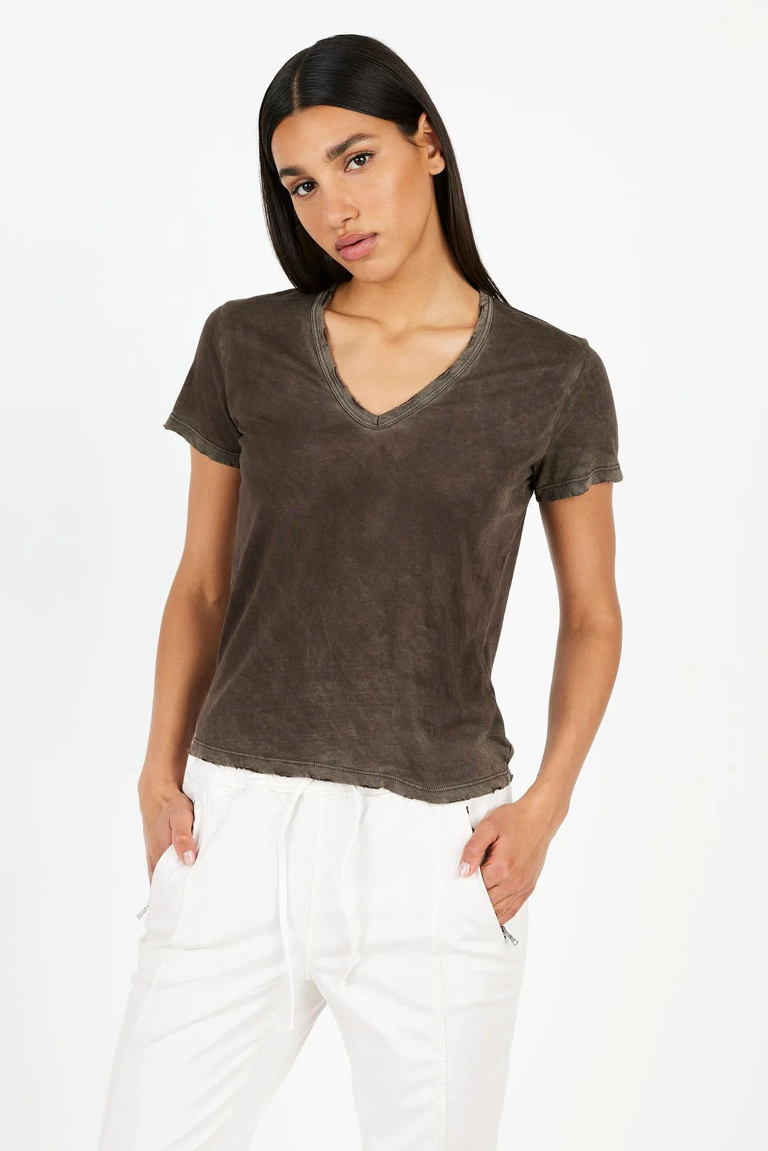 Cotton Citizen Standard V-Neck Tee - Vintage Espresso