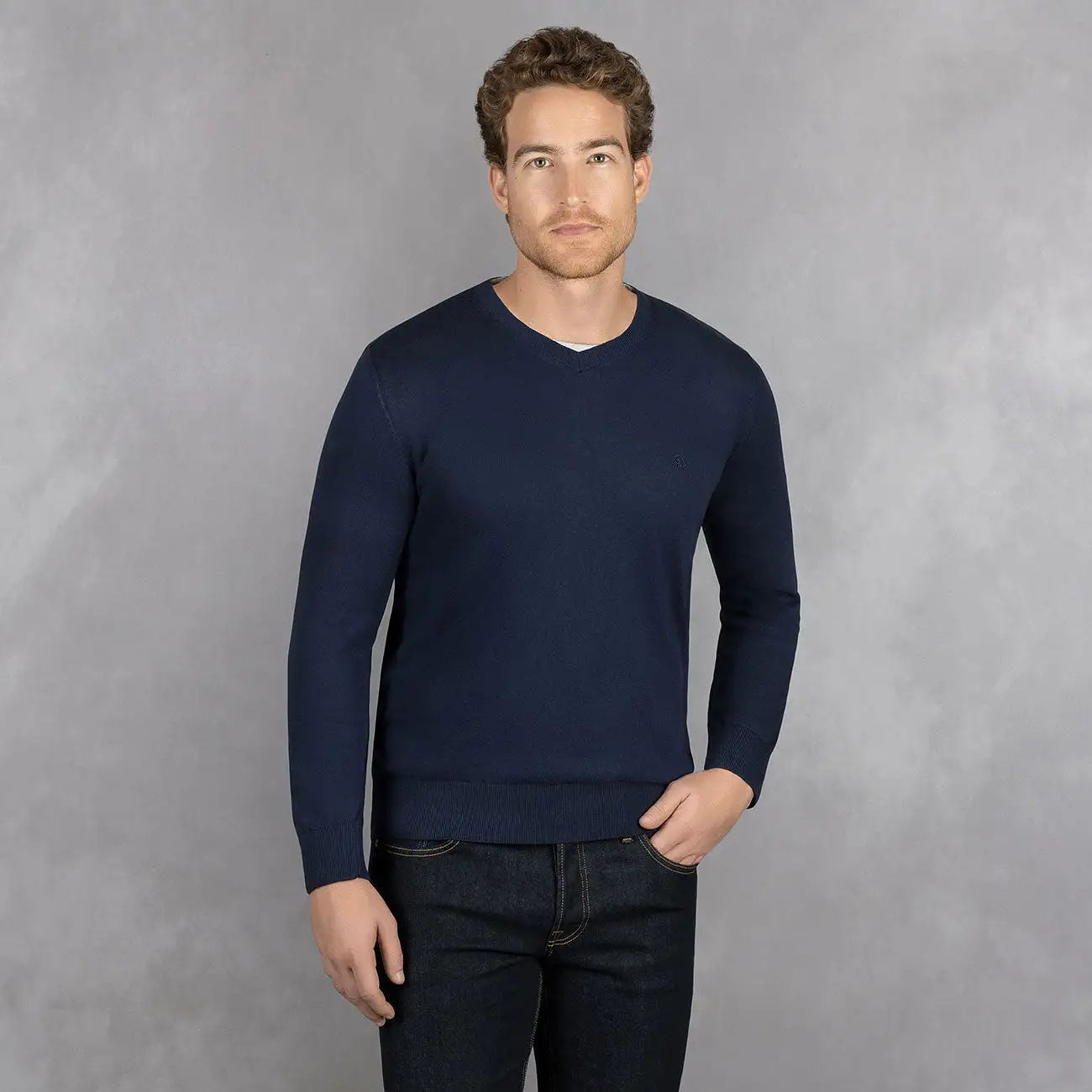 Cotton Pullover V-Neck Men