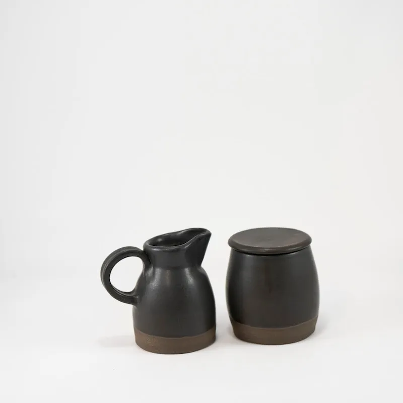 Cream and Sugar Set in Coal Glaze