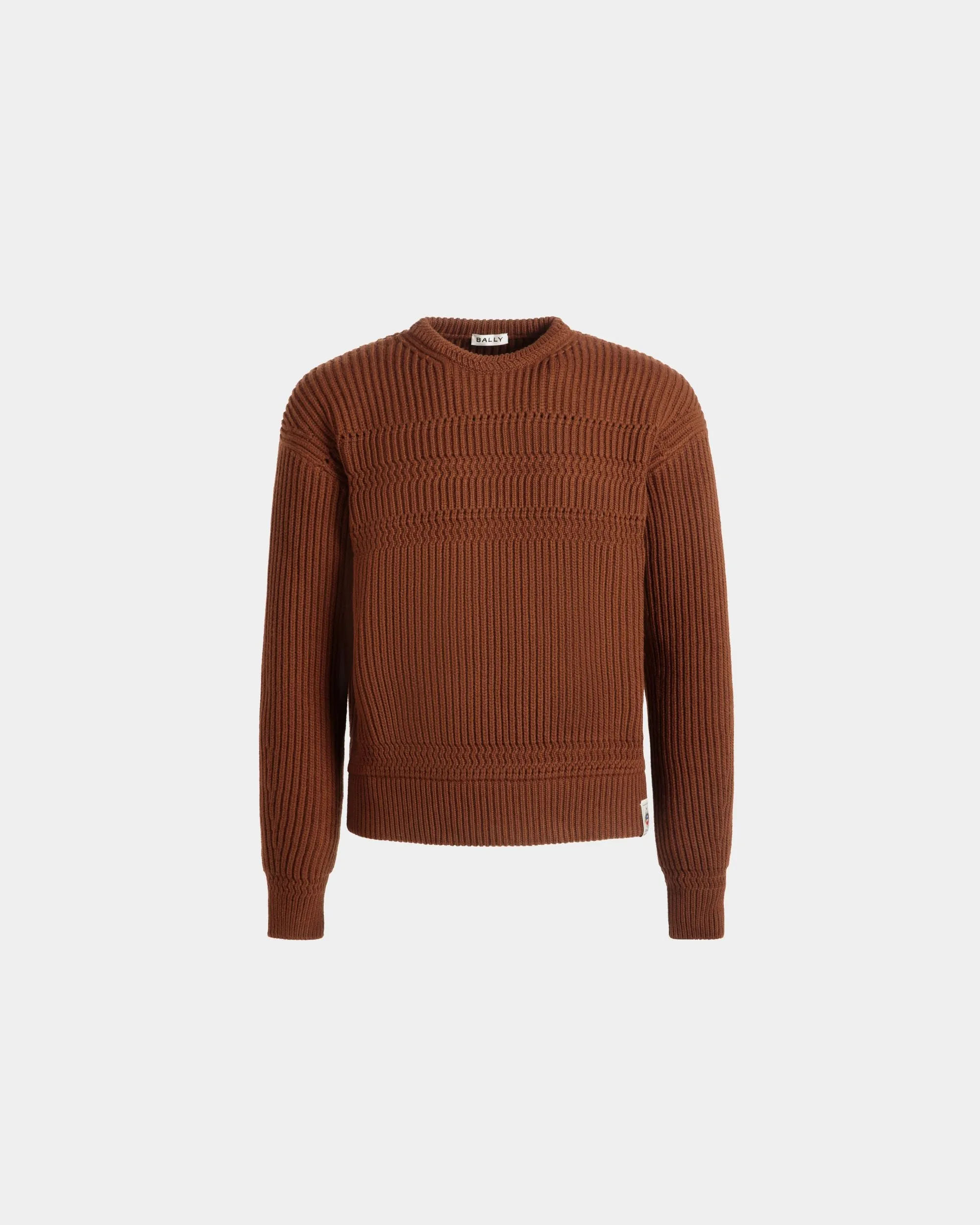 Crewneck Sweater In Brown Wool 