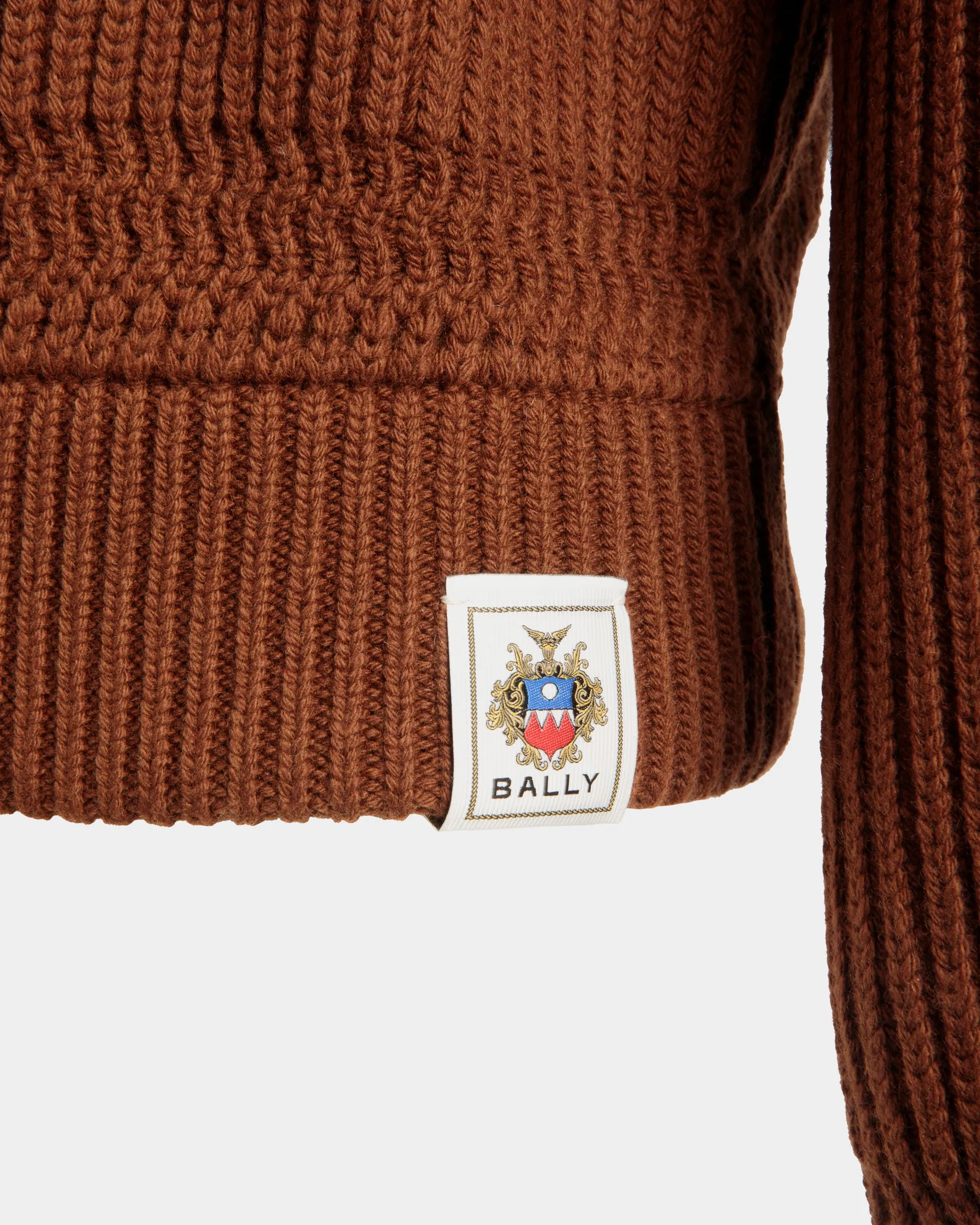 Crewneck Sweater In Brown Wool 