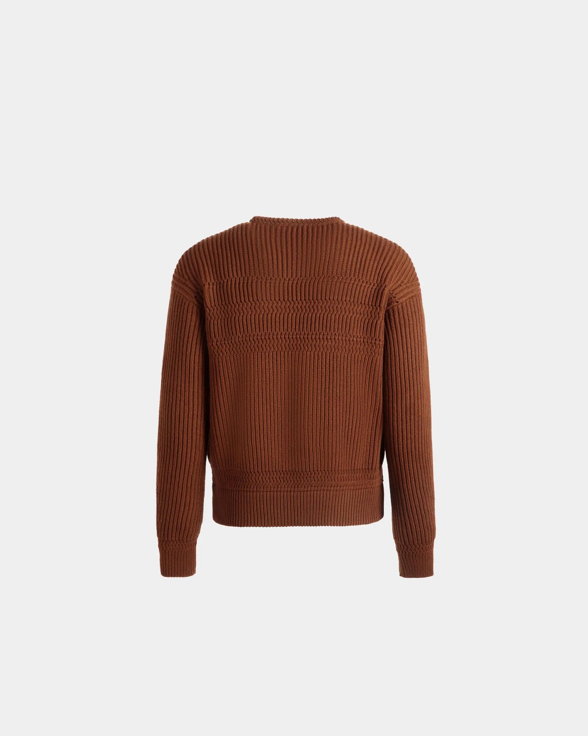 Crewneck Sweater In Brown Wool 