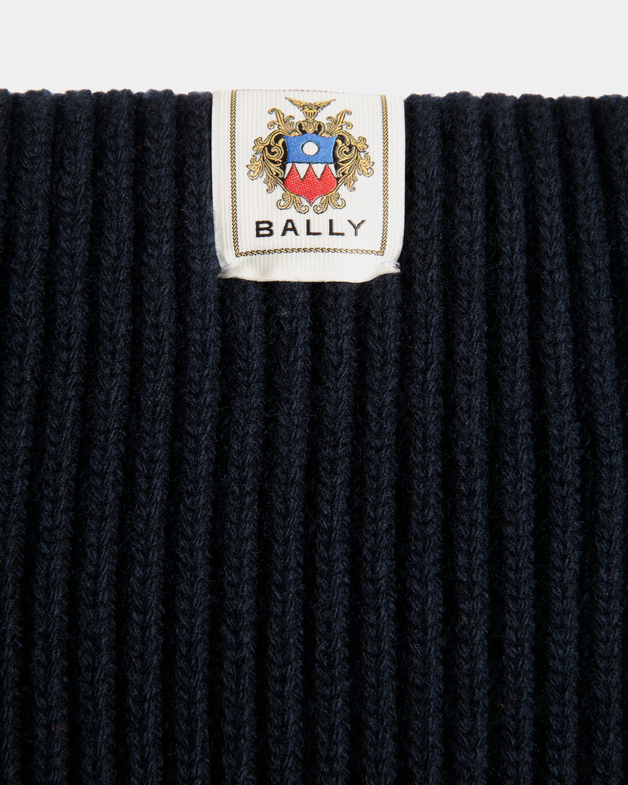 Crewneck Sweater In Navy Blue Wool 