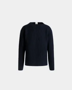 Crewneck Sweater In Navy Blue Wool 