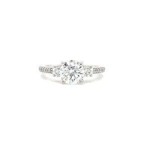 Diamond 1.35ct Ring with 0.52ctw of Side Diamonds in 14K White Gold