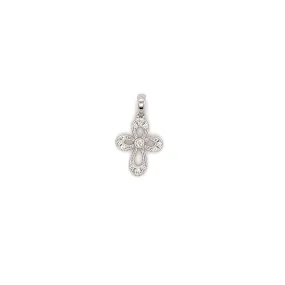 Diamond Cross with Milgrain Details in 14K White Gold