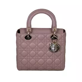 DIOR - Lady Dior pink medium bag silver hardware