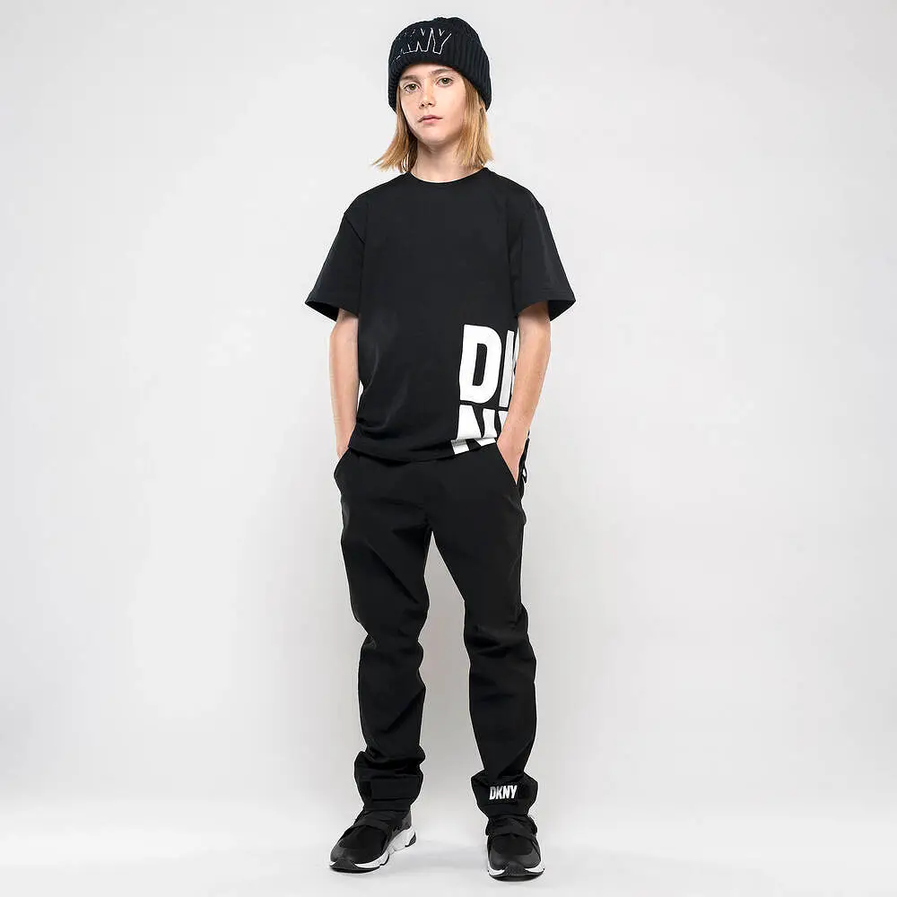 DKNY Junior Boys Black Organic Cotton T-Shirt _D55005-09B