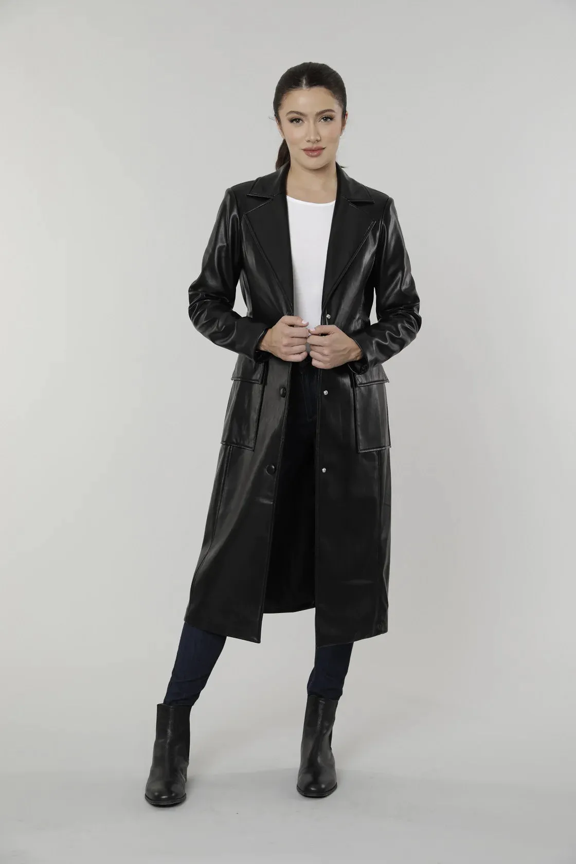 DOLCE CABO Vegan Leather Maxi Coat