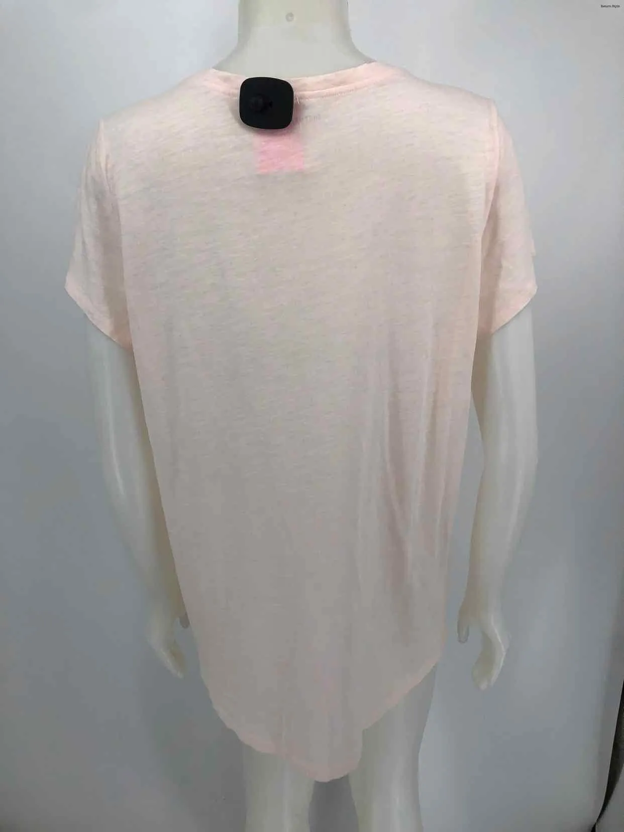 EILEEN FISHER Lt Pink Cotton Short Sleeves V-Neck Size LARGE  (L) Top