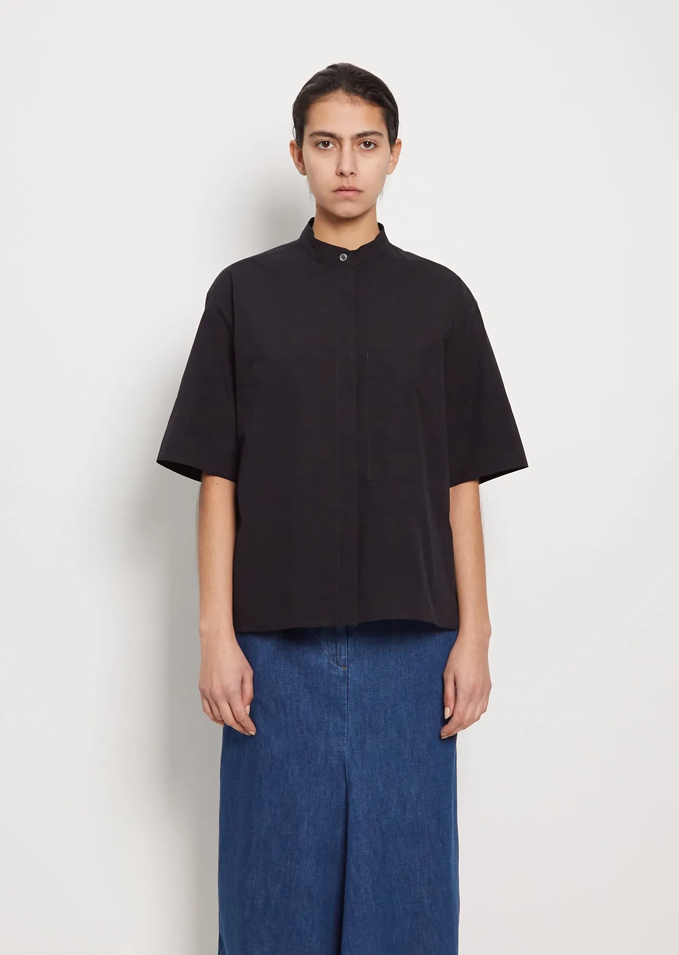 Essential Cotton Shirt- Darkest Navy