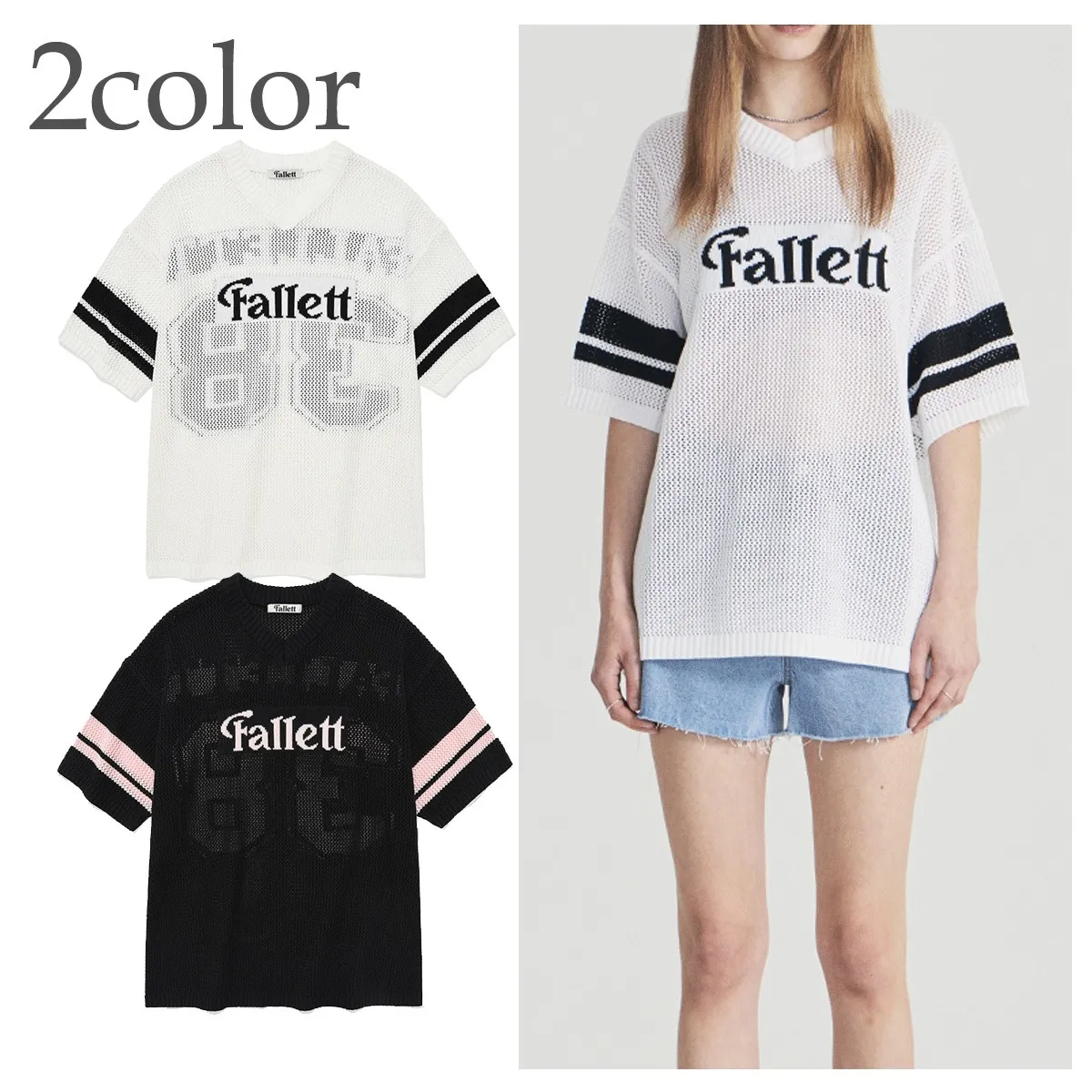 Fallett  |Unisex Street Style Plain Cotton Logo V-neck & Crew neck