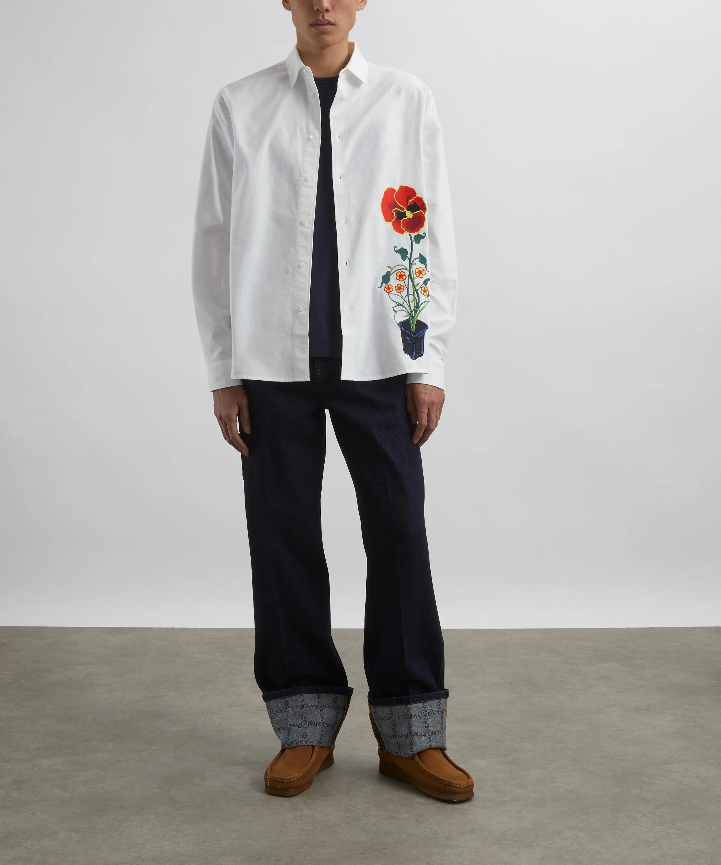 Flower Pot Embroidery Shirt