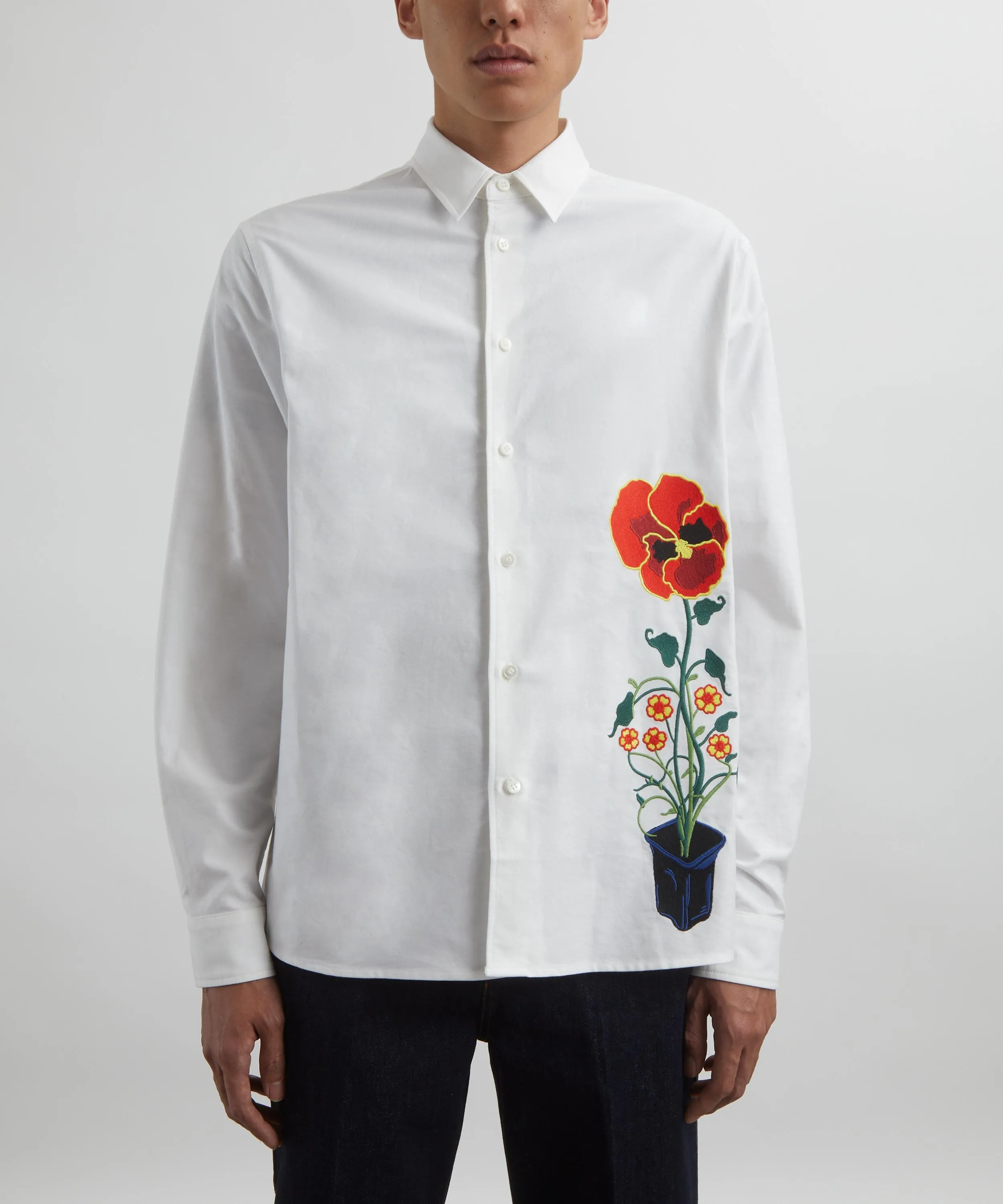 Flower Pot Embroidery Shirt