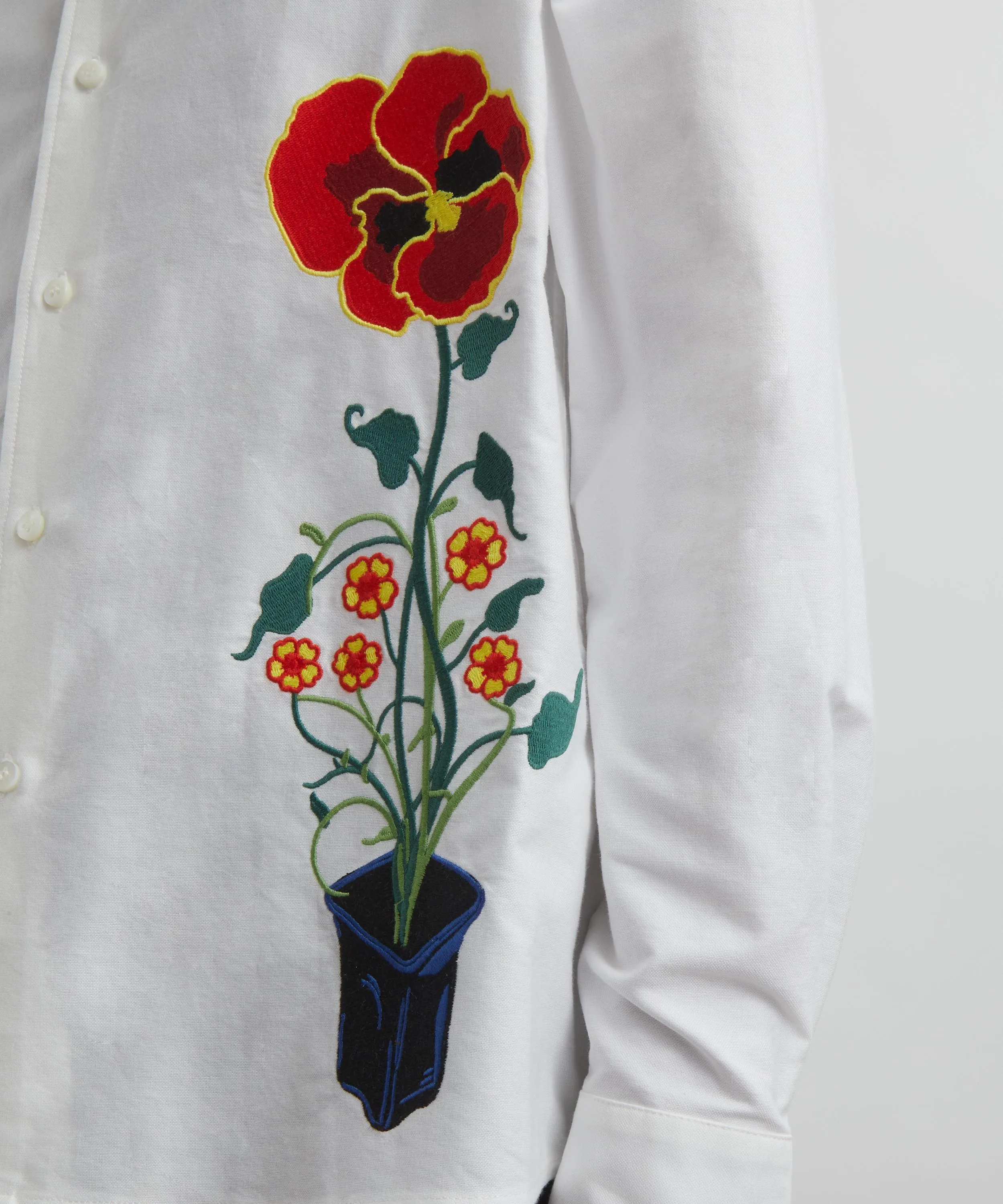 Flower Pot Embroidery Shirt