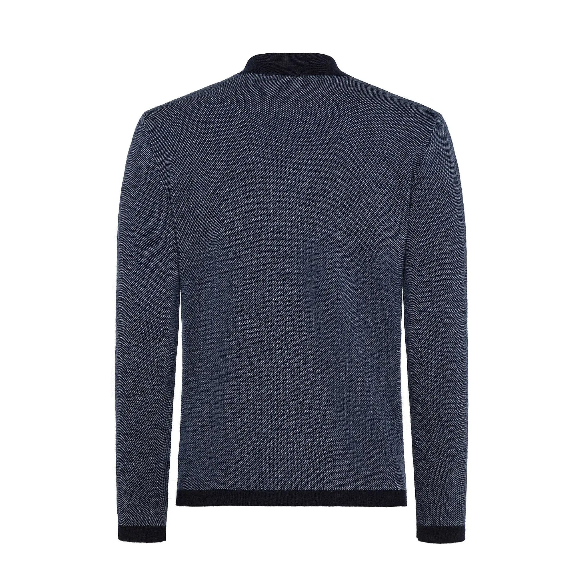 Gad knit half zip bicolor jumper in wool and leather detail