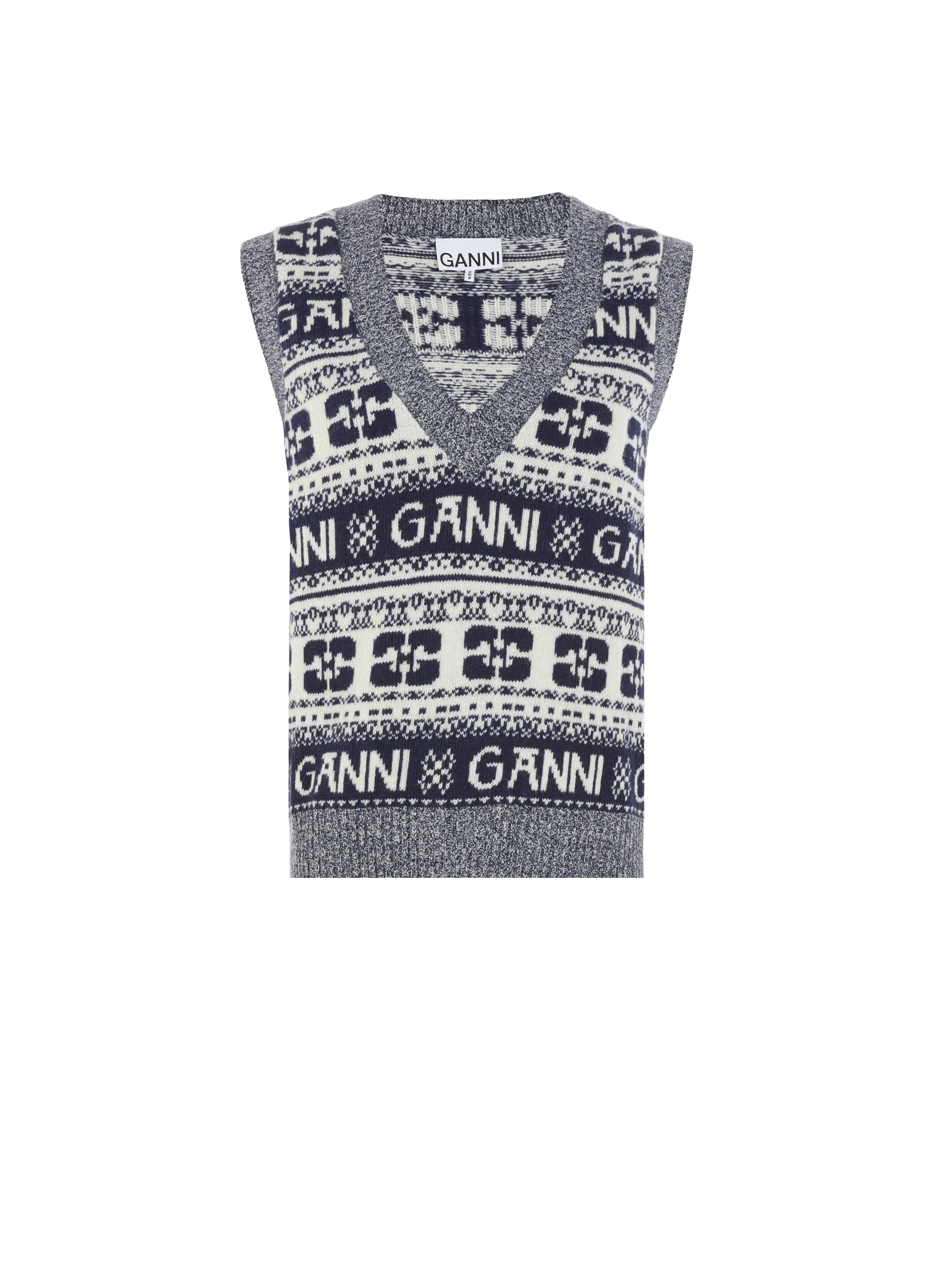 GANNI  Printed wool sweater vest  - Multicolour