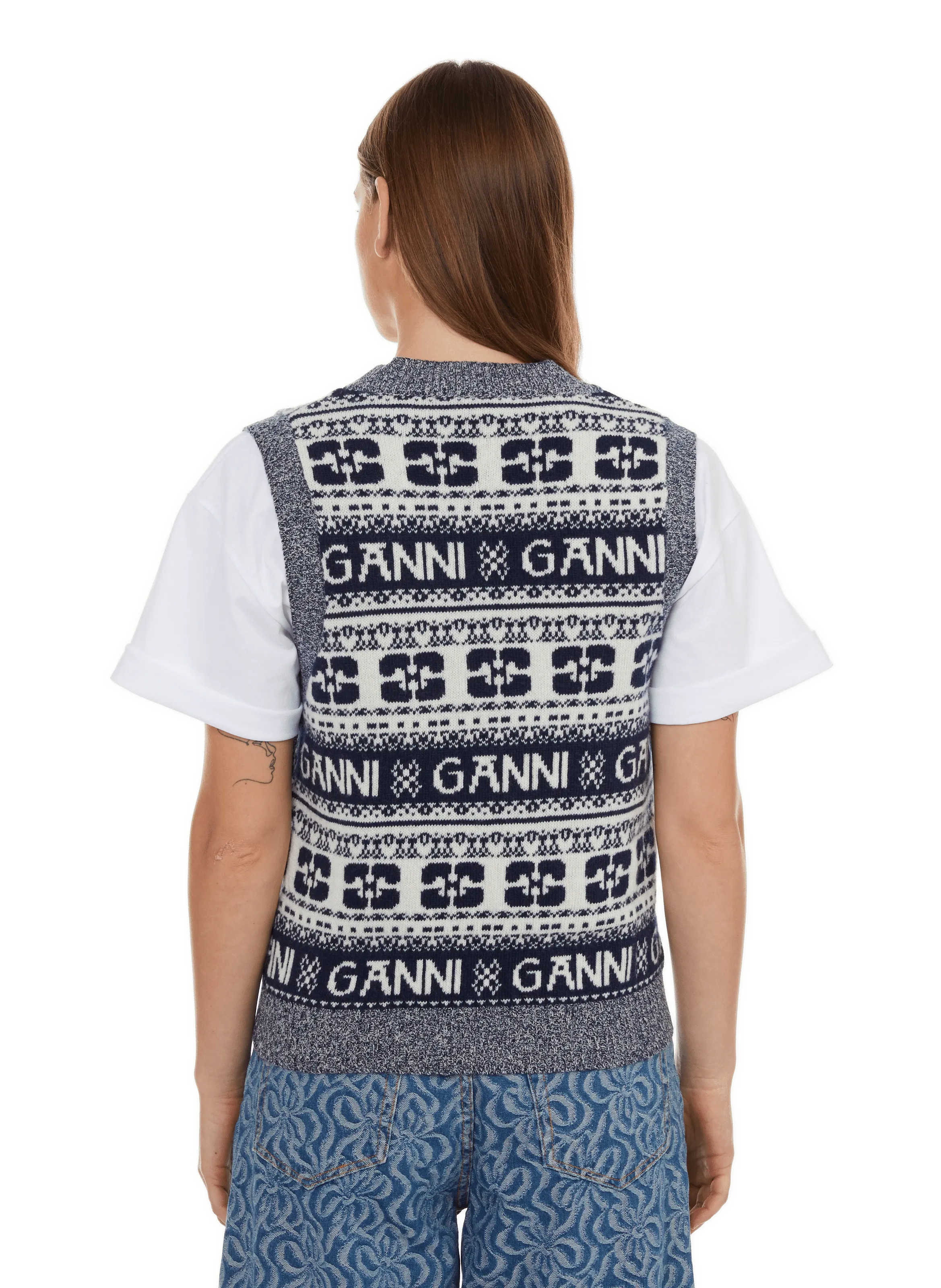 GANNI  Printed wool sweater vest  - Multicolour