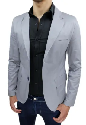 Giacca Blazer uomo Class grigio chiaro casual elegante slim fit in cotone