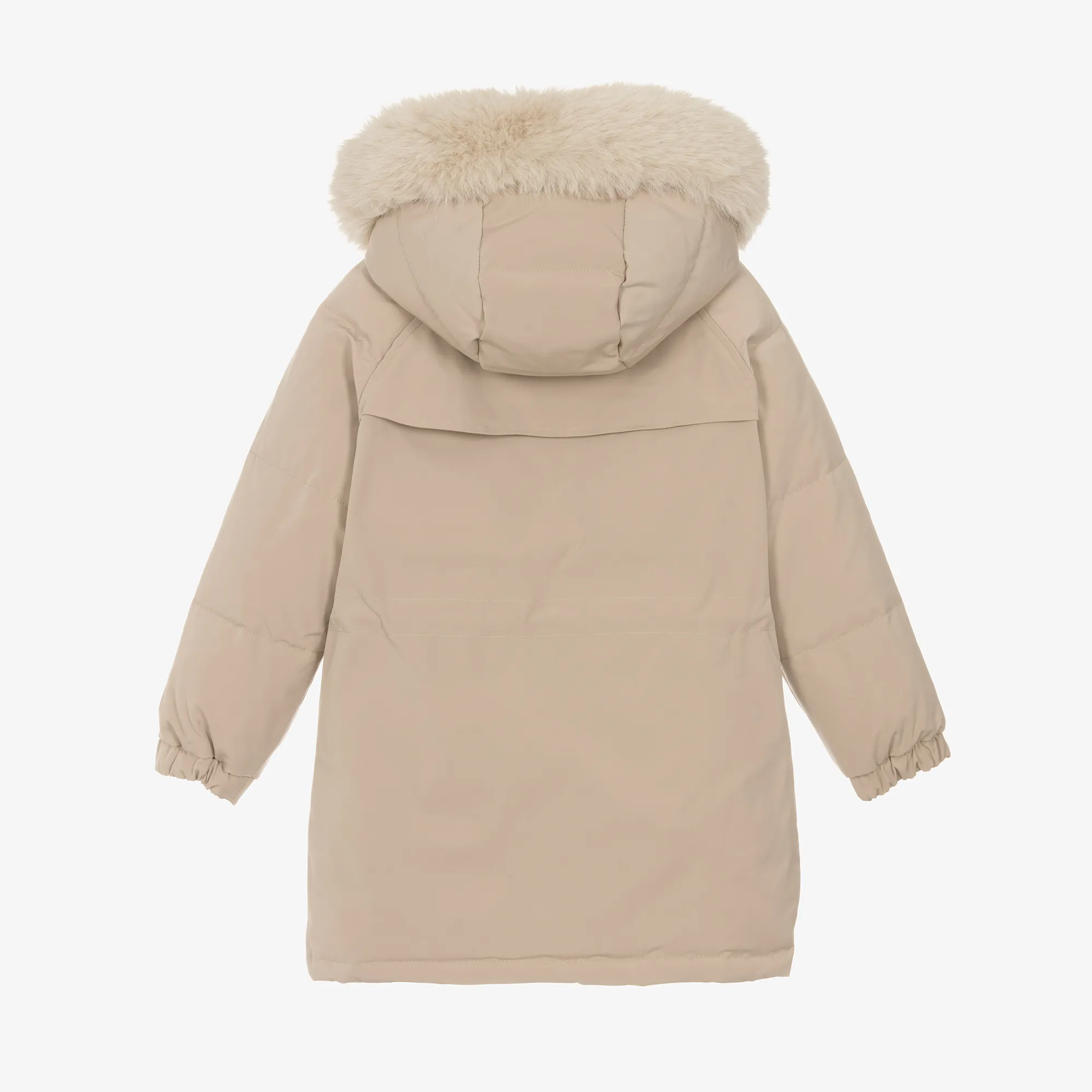 Girls Beige Padded Coat