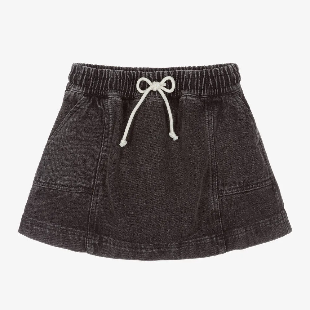 Girls Black Denim Skirt