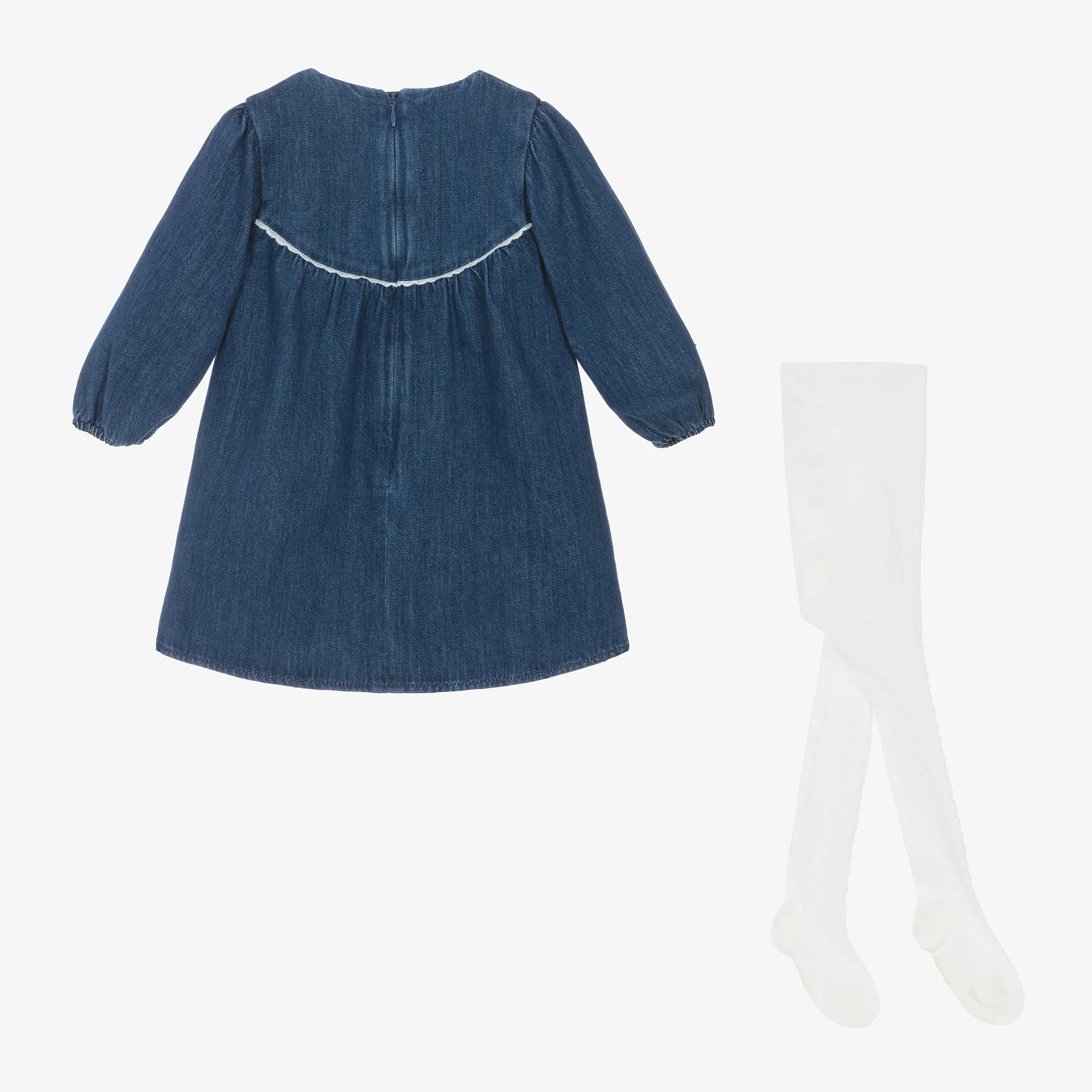 Girls Blue Denim Dress Set