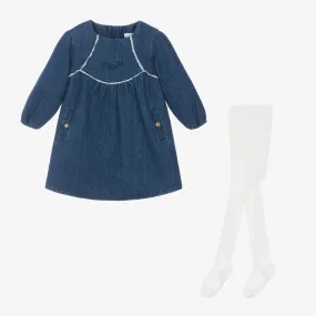 Girls Blue Denim Dress Set