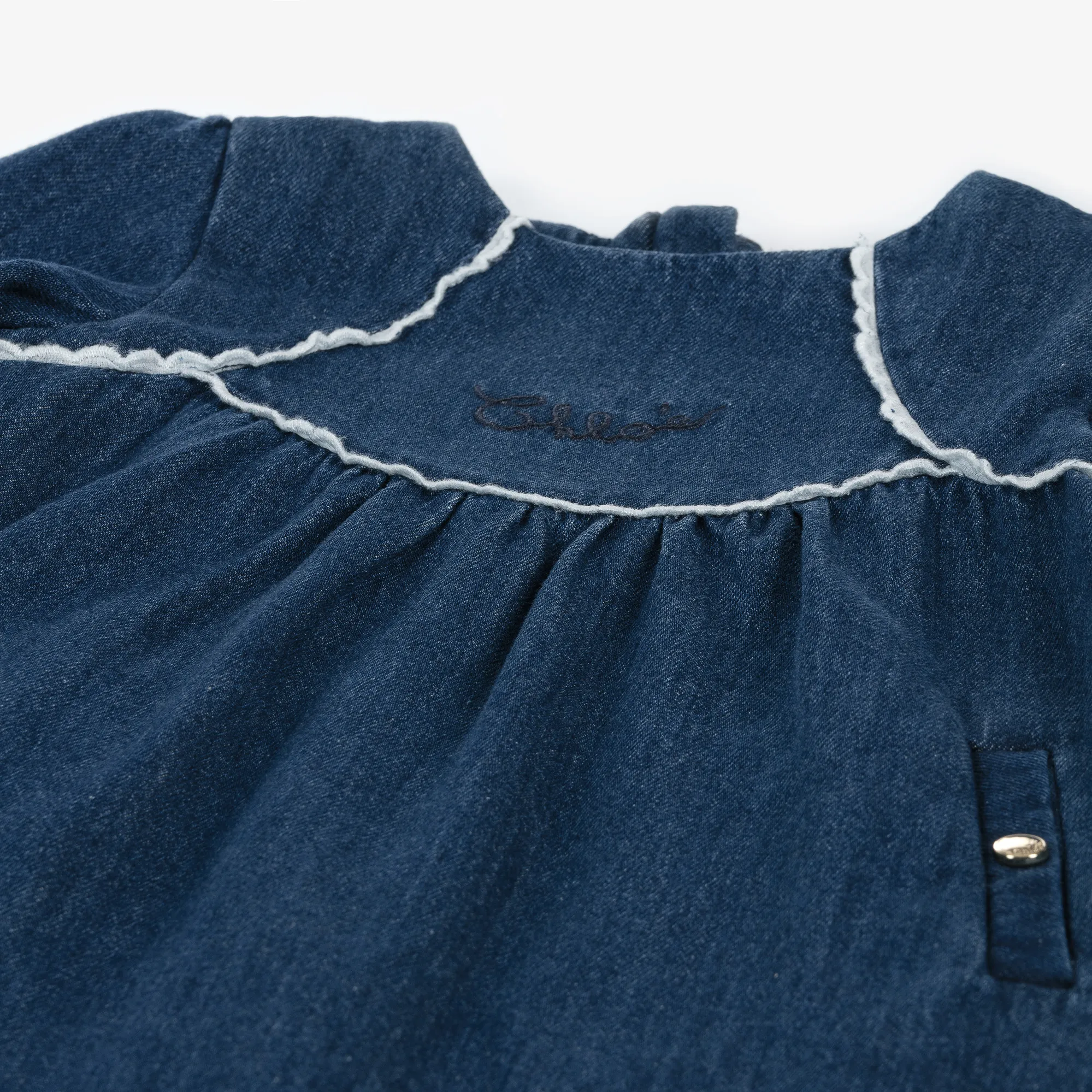 Girls Blue Denim Dress Set