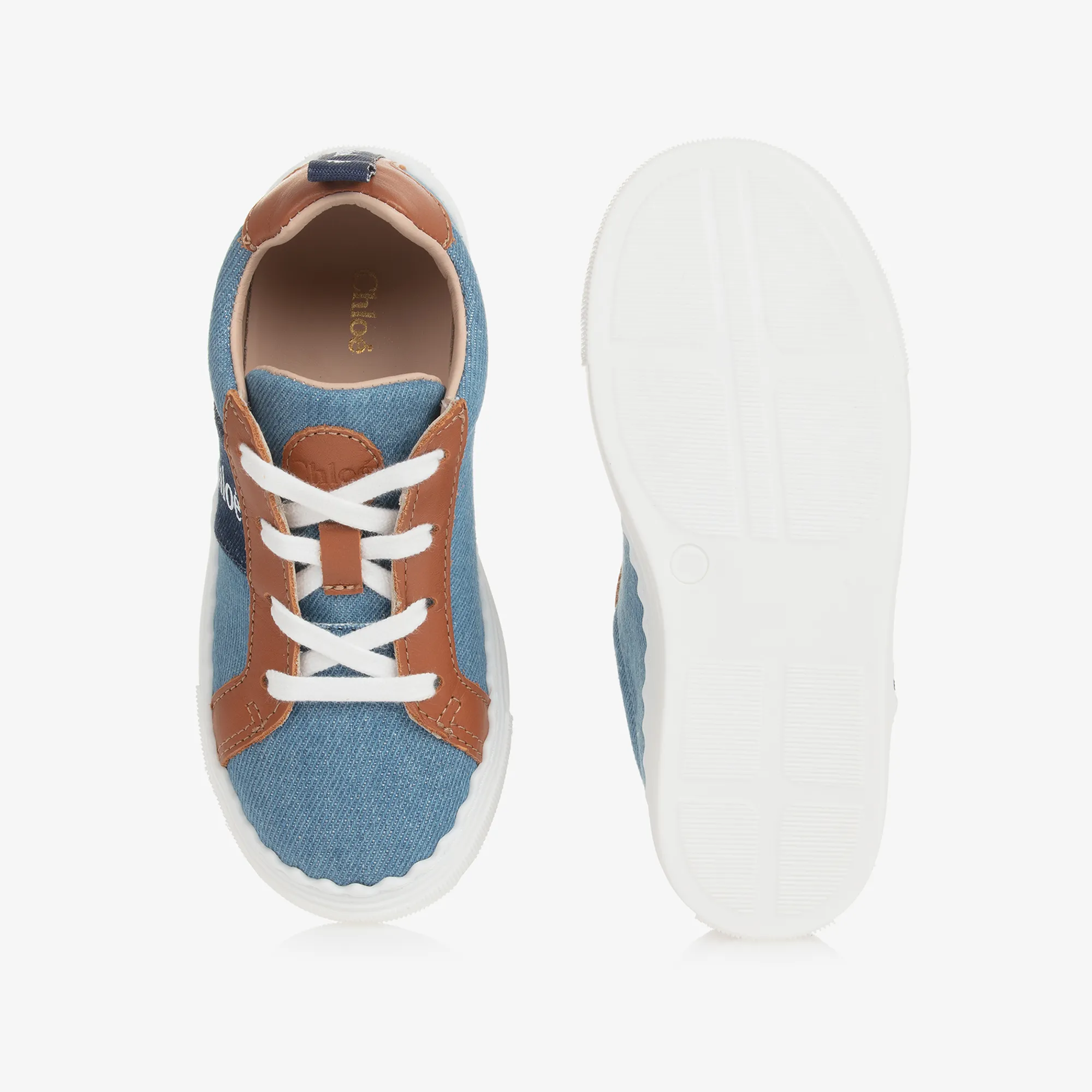 Girls Blue Denim Lace-Up Trainers