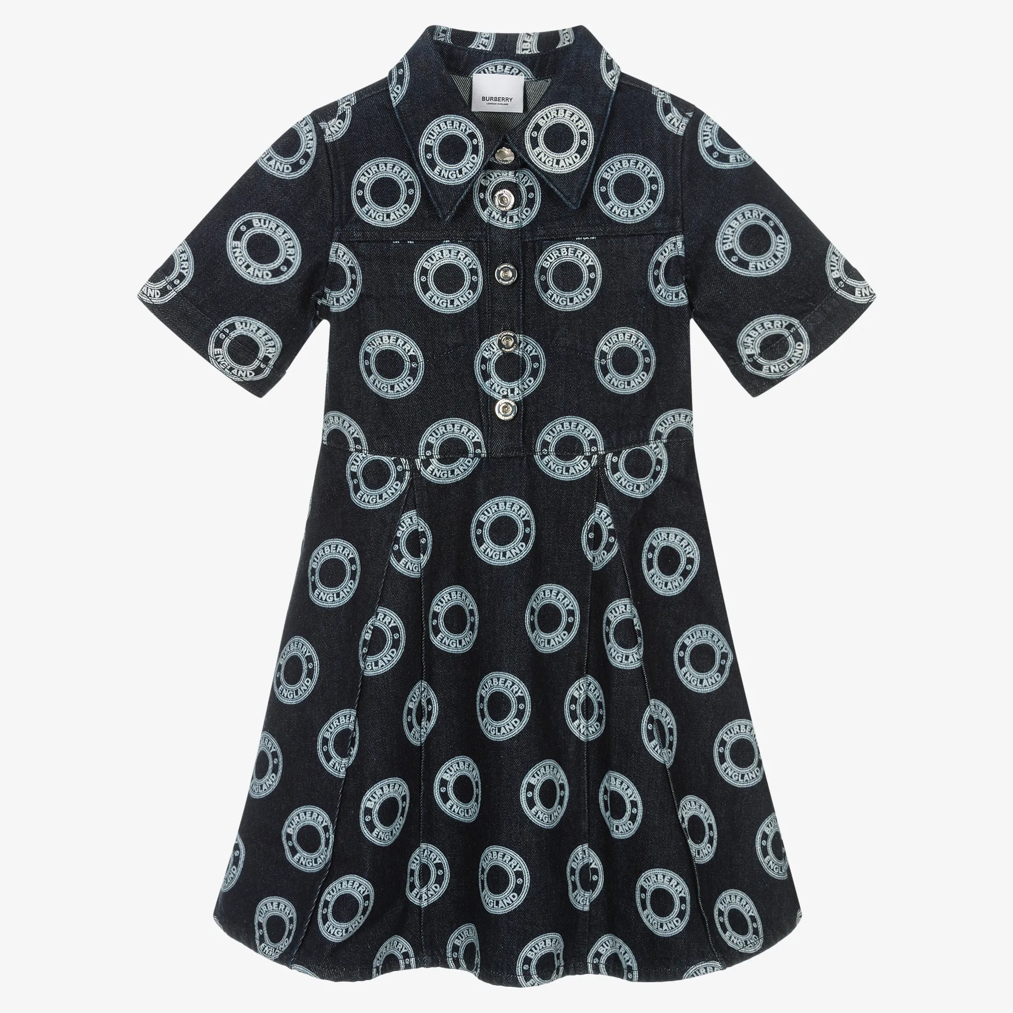 Girls Blue Denim Logo Dress