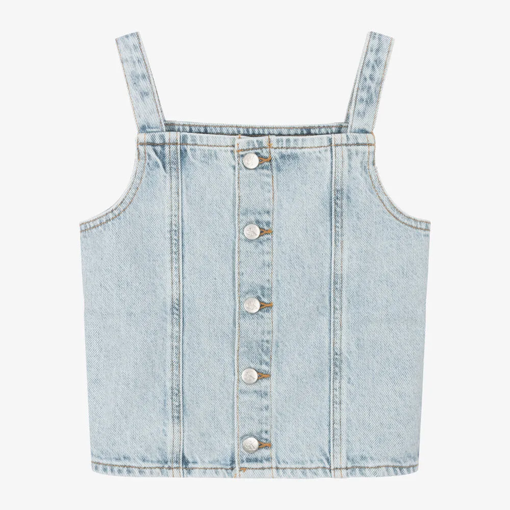 Girls Blue Denim Sleeveless Top