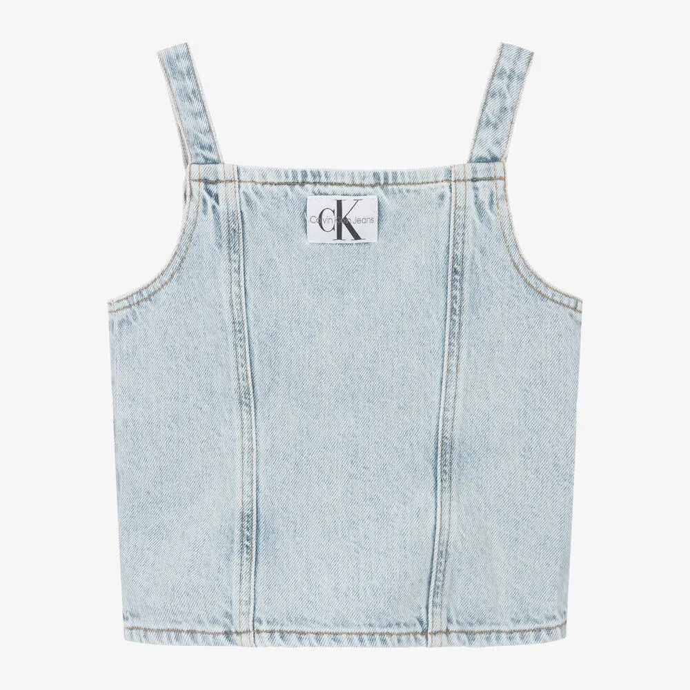 Girls Blue Denim Sleeveless Top