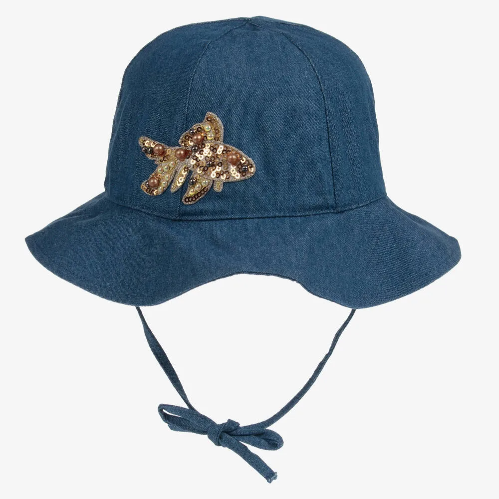 Girls Blue Denim Sun Hat