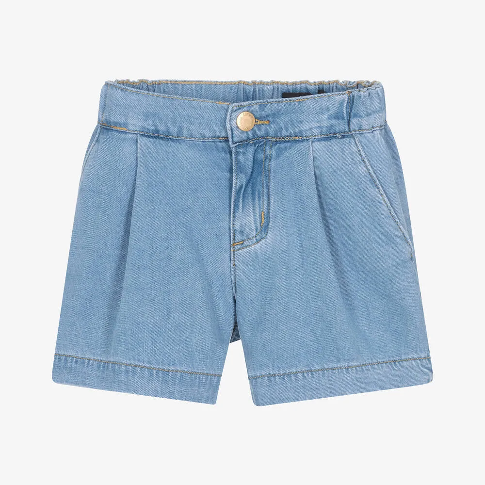 Girls Blue Light Wash Denim Shorts