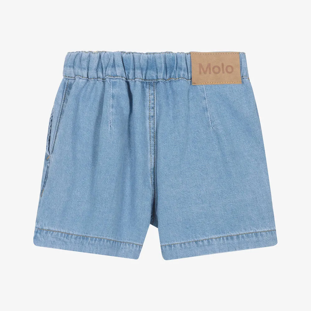 Girls Blue Light Wash Denim Shorts