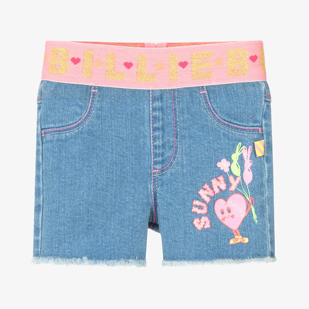 Girls Blue Stretch Denim Shorts