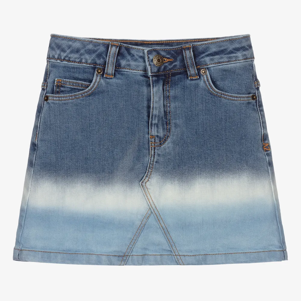 Girls Blue Tie Dye Denim Skirt