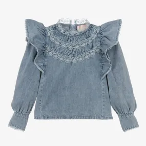 Girls Blue Washed Denim Blouse