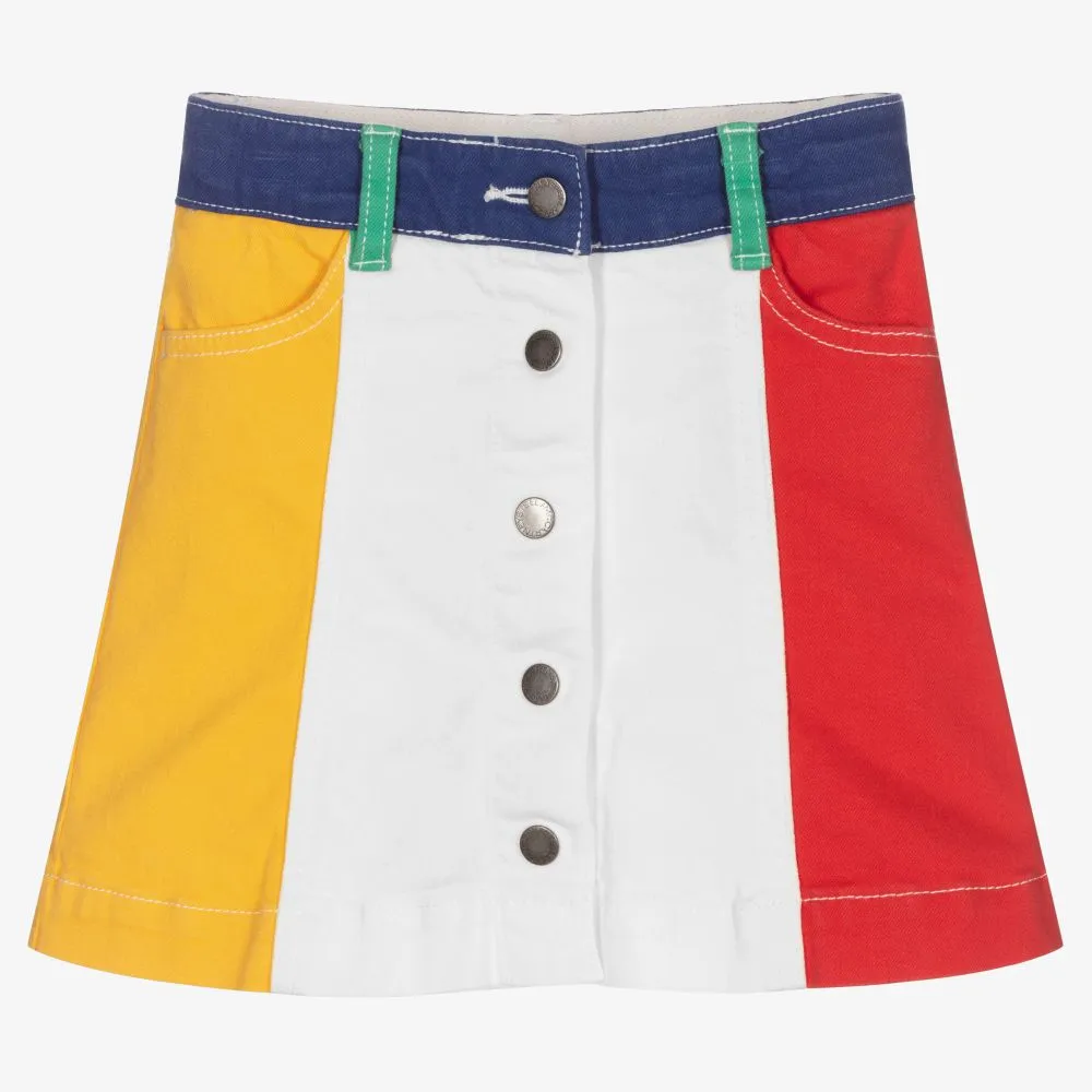 Girls Colour Block Denim Skirt