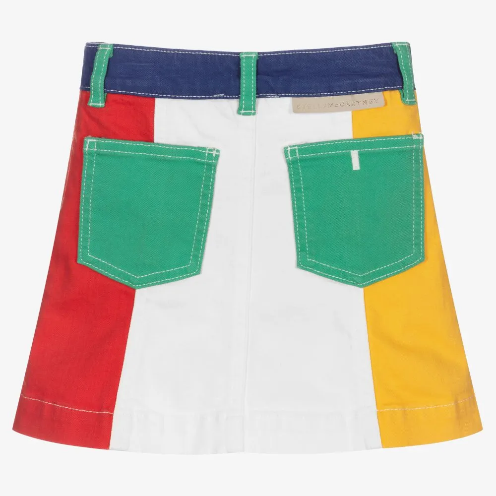 Girls Colour Block Denim Skirt