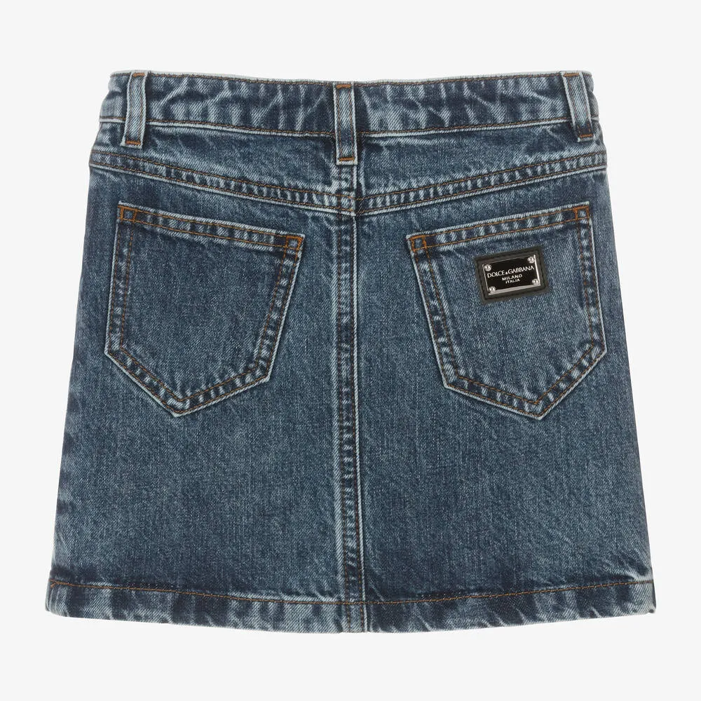 Girls Dark Blue Denim Skirt