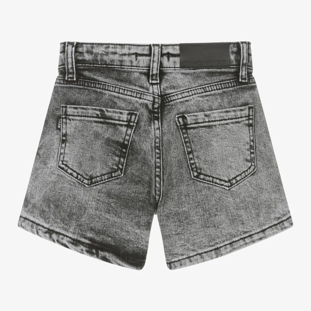 Girls Grey Stone Wash Denim Shorts