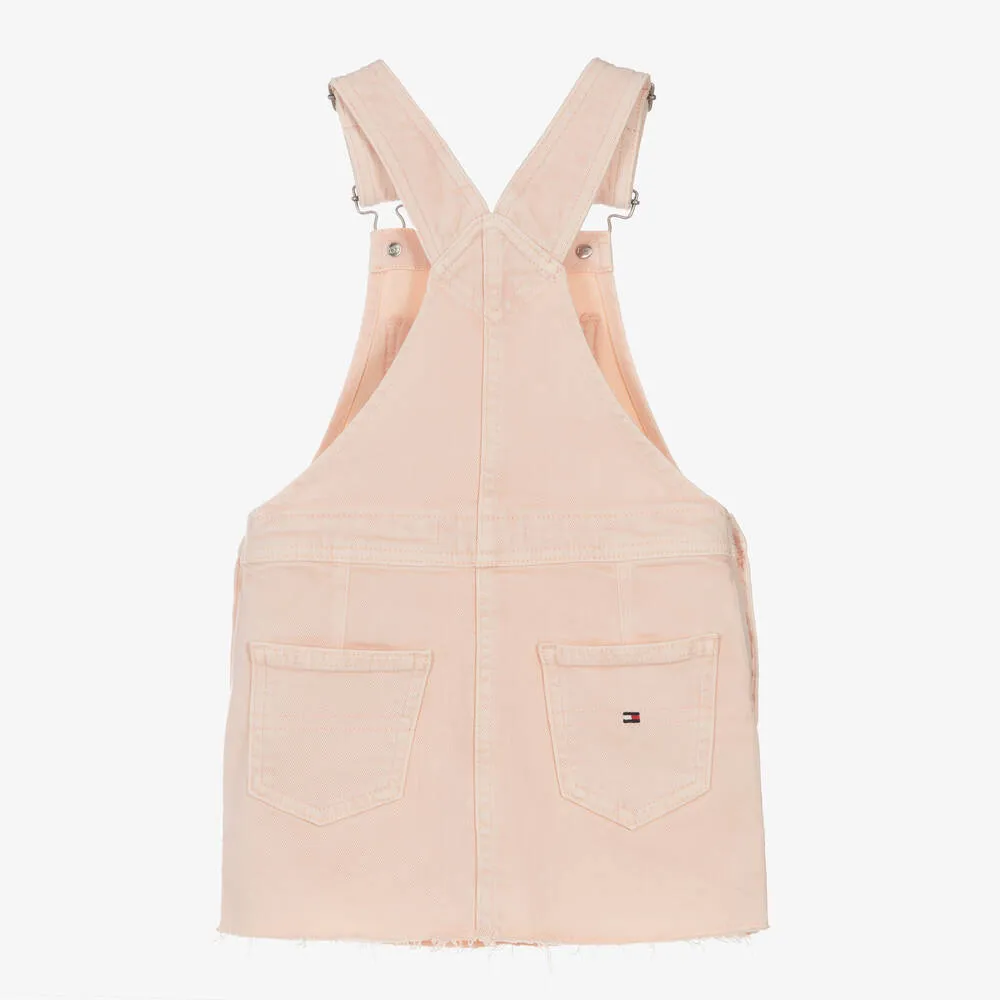 Girls Pink Denim Dungaree Dress