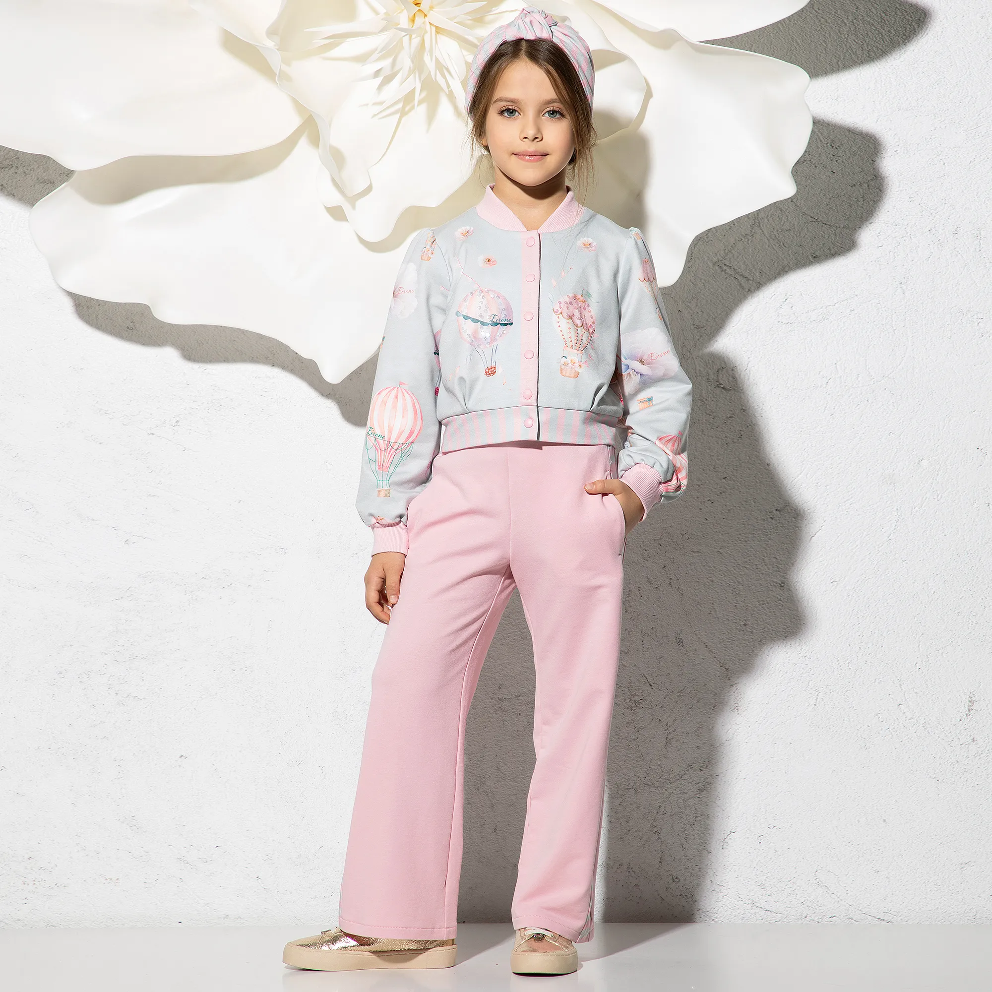 Girls Pink Hot Air Balloon Trouser Set