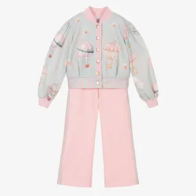 Girls Pink Hot Air Balloon Trouser Set