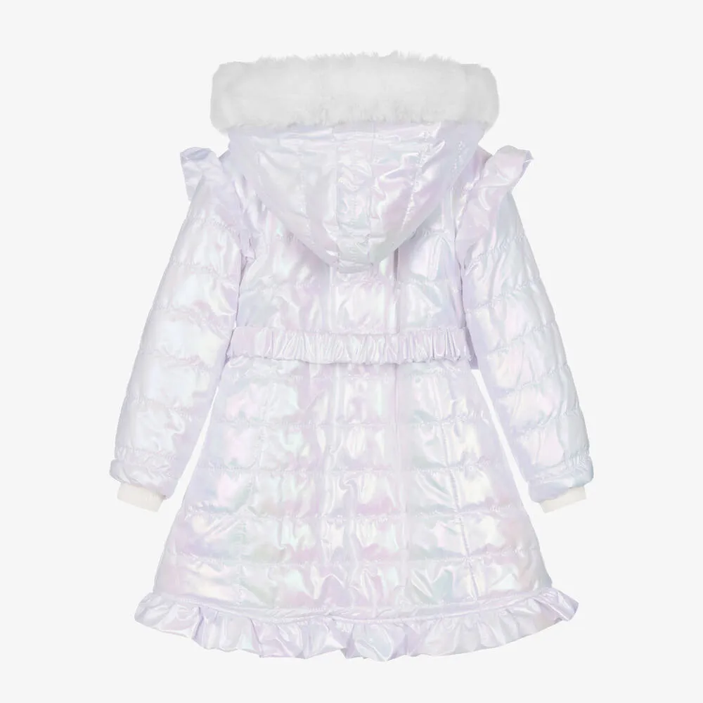 Girls White Hooded Coat