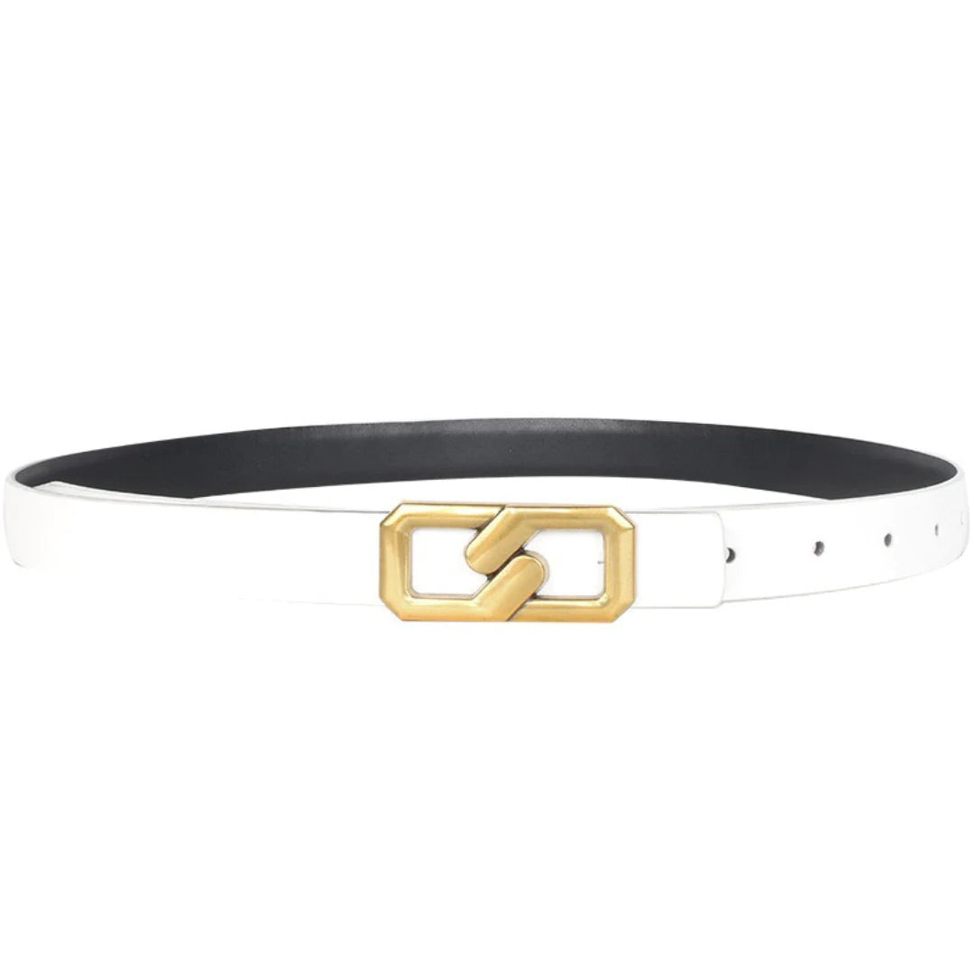 Gold Link Belt in White