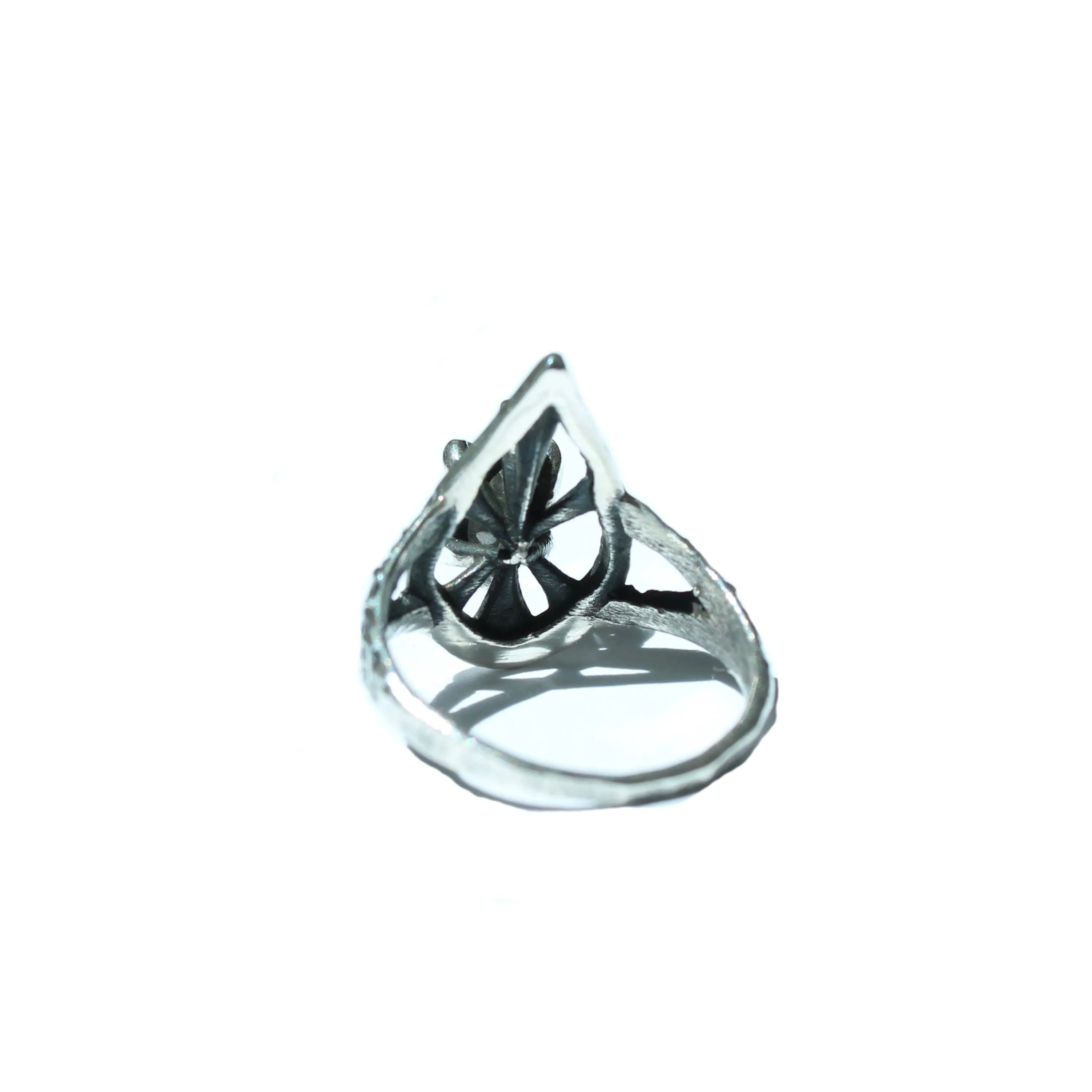 Gothic Diamond Pear Ring in 14 Karat White Gold