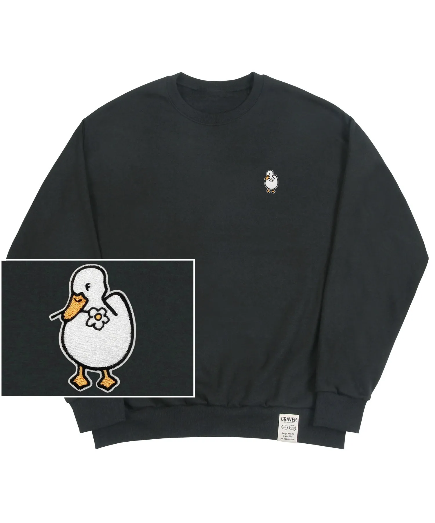 GRAVER  |[GRAVER]★DUCK FLOWER EMBROIDERY SMILE SWEATSHIRT